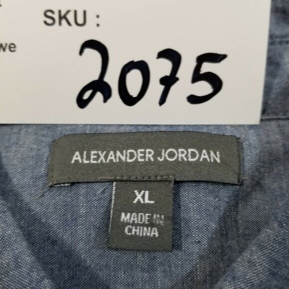 Alexander Jordan Men's Button Down Shirt Long Sleeves Solid Gray Size XL - Picture 9 of 9